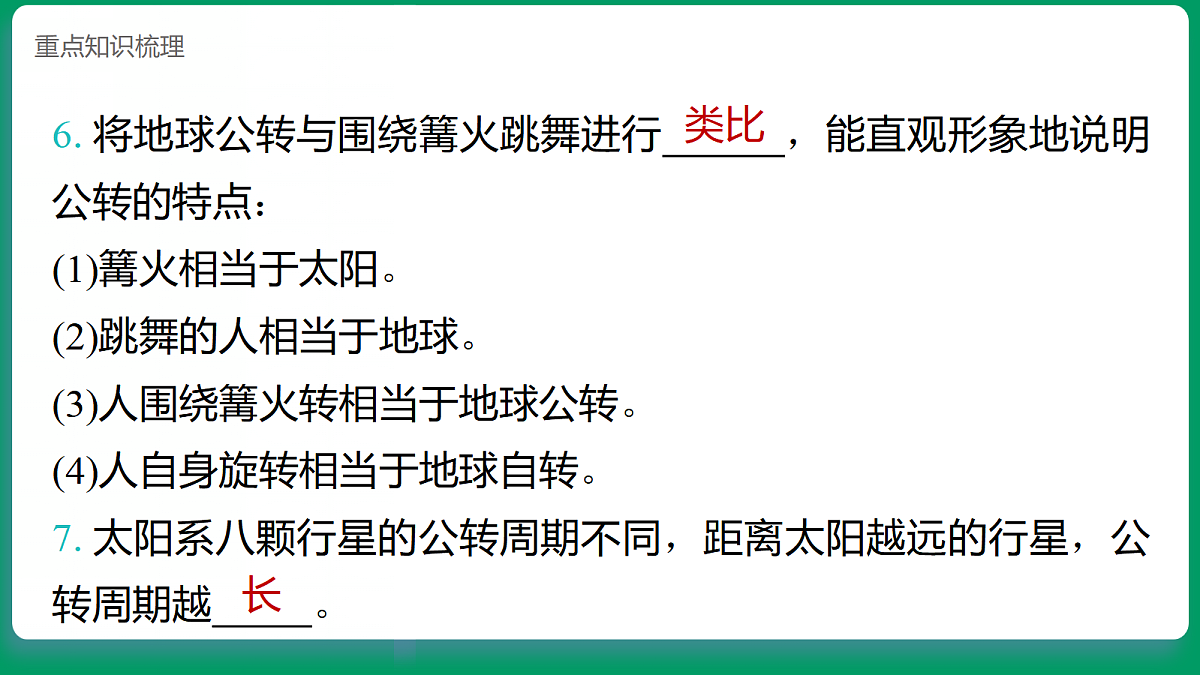 3.6地球的公转  课堂重点知识笔记课件第5页