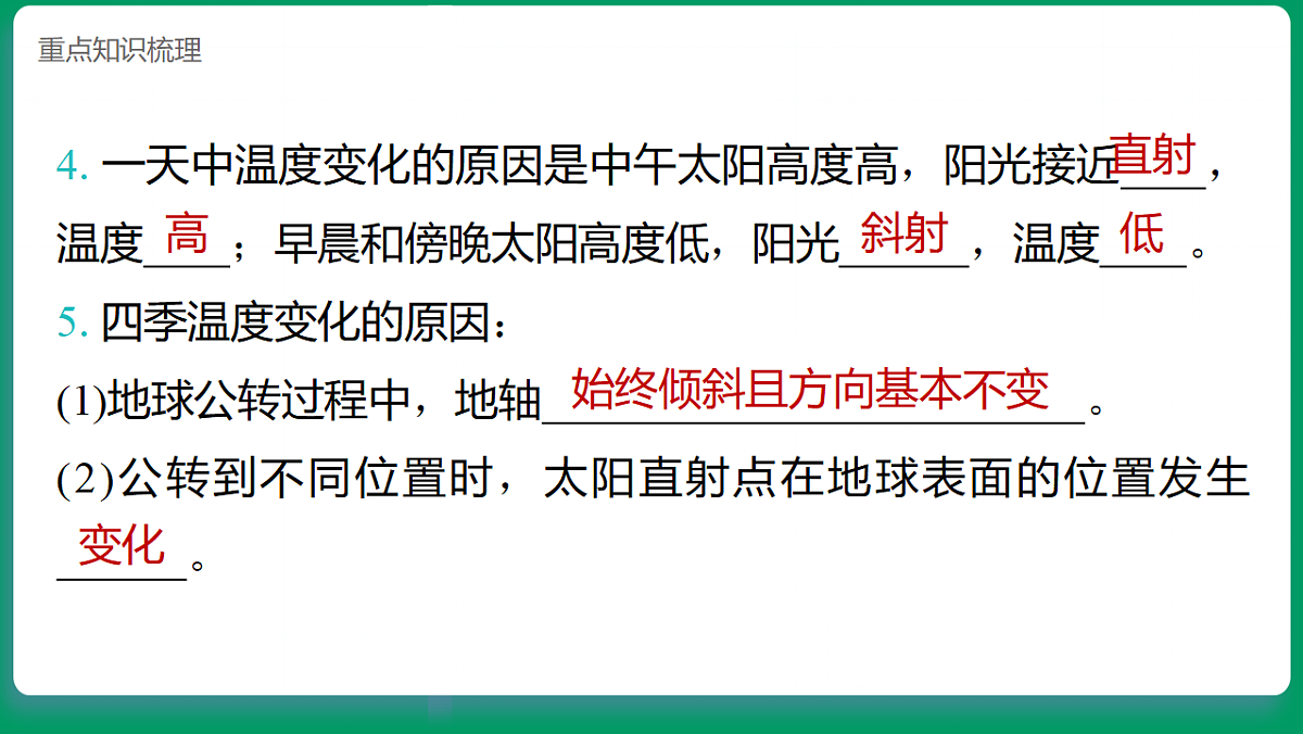 3.7四季变化  课堂重点知识笔记课件第3页