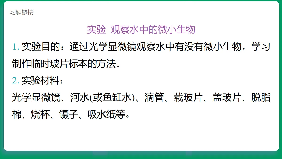 1.6观察水中的微小生物 课堂重点知识笔记课件第5页