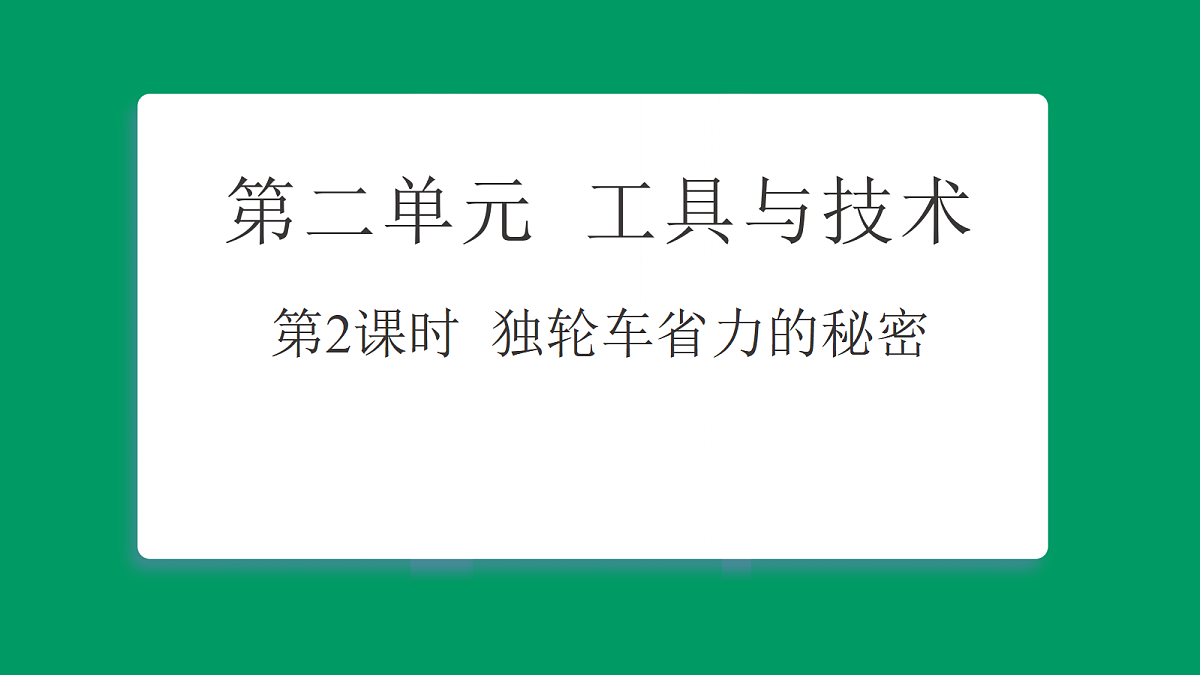 2.2独轮车省力的秘密 课堂重点知识笔记课件第1页