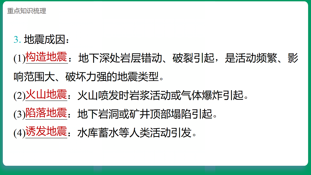 4.3地震对地表的作用 课堂重点知识笔记课件第3页