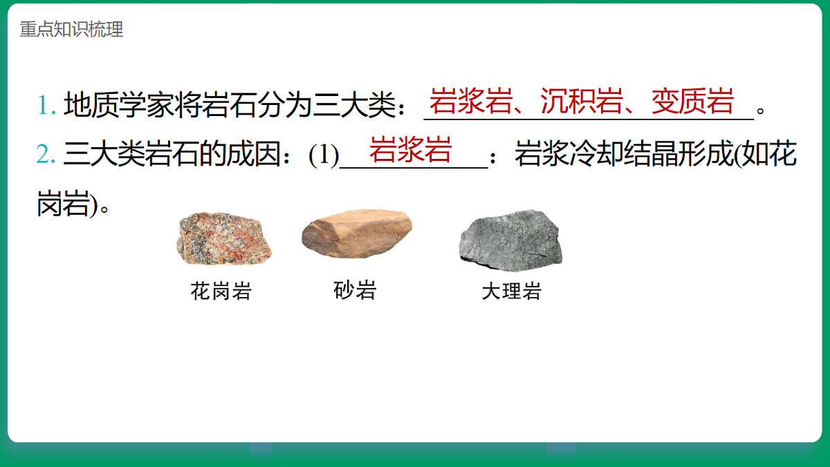 4.5岩石的类别与变化 课堂重点知识笔记课件第2页