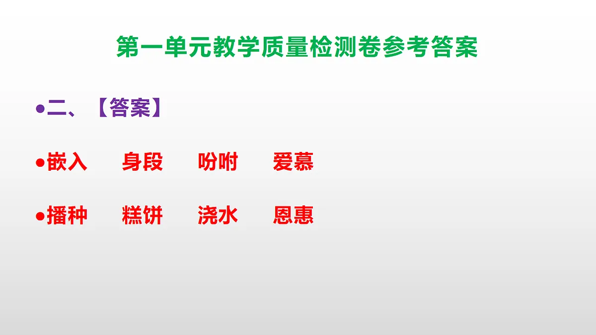 （新）部编版五年级语文下册第一单元教学质量检测卷 PPT（参考答案课件）第3页