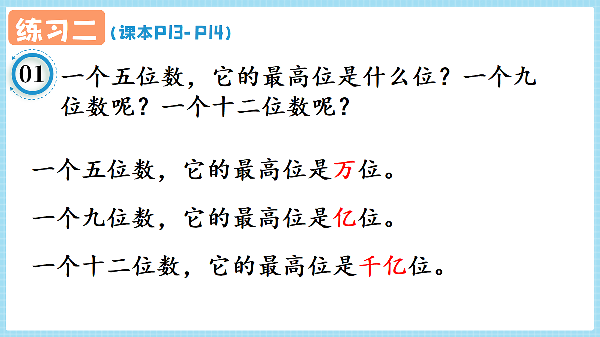 人教版小学数学四年级上册 第8课时《练习二 P13-P14》课件第2页