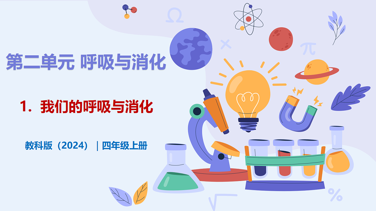 2.1 《我们的呼吸与消化》 - 小学科学四年级上册 同步教学课件（教科版2024）第1页