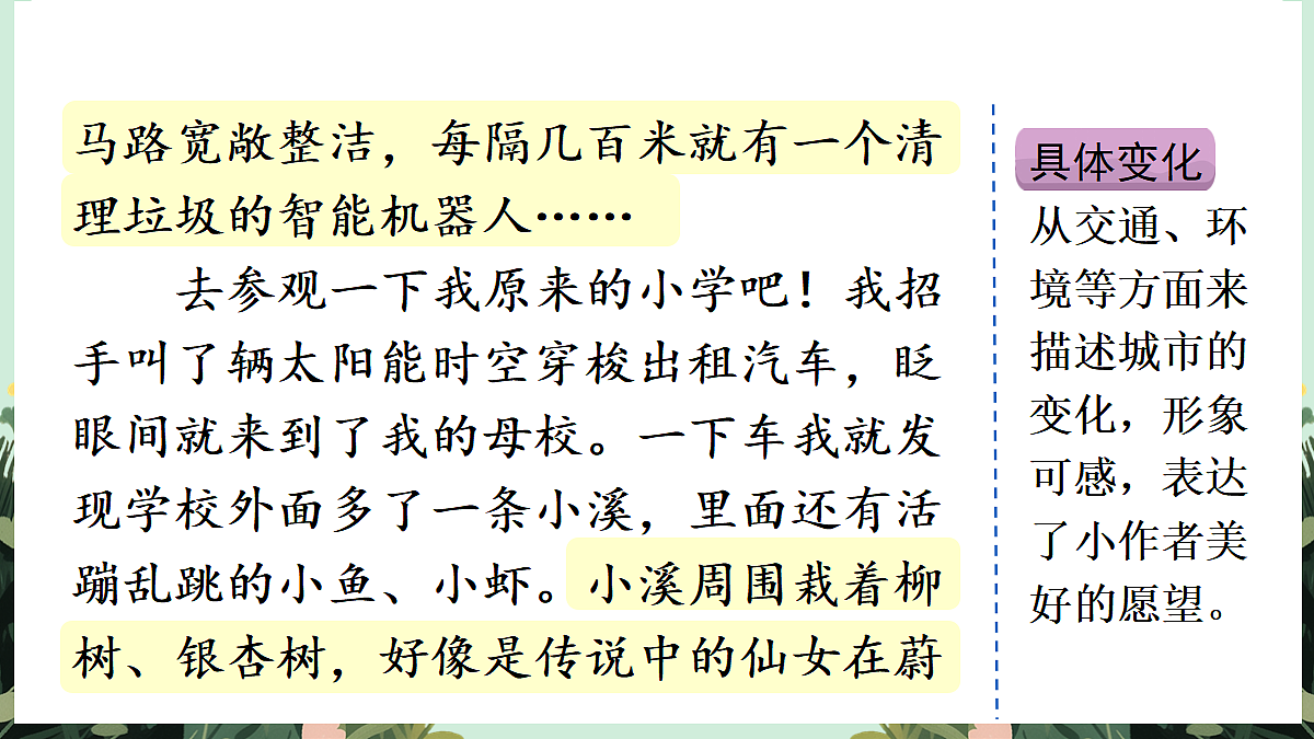 【核心素养】部编版小学语文五年级上册 习作：二十年后的家乡（范文+点评+升格）课件+教案（含教学反思）第6页