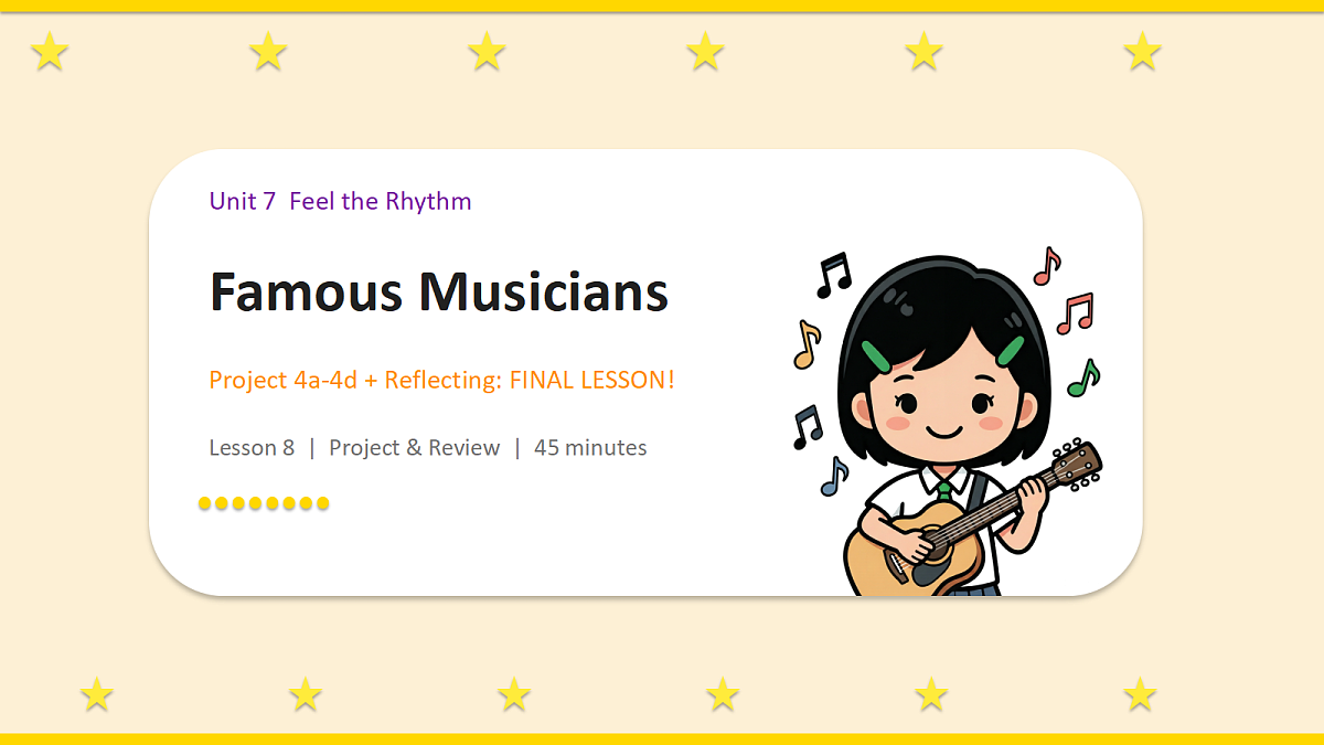 新人教版（2024）英语九年级（初三）上册-Unit 7 Feel the Rhythm Project 4a-4d Reflecting 项目复习课 课件（lesson 8 FINAL)第1页