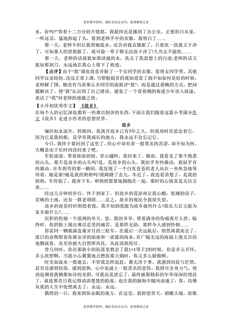 小升初满分作文精选10篇第3页